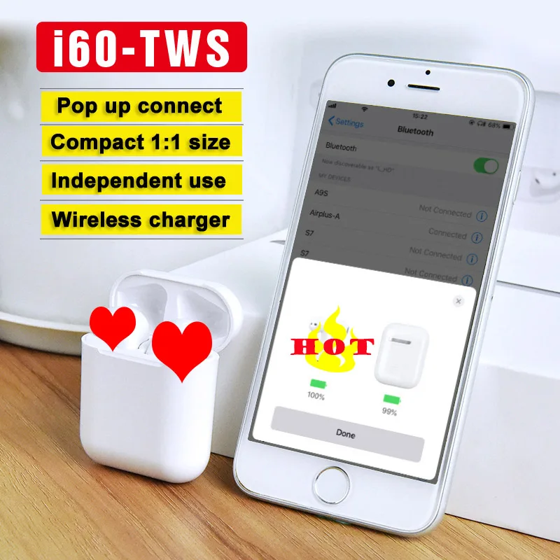 Najtaniej I60 TWS 11 okno pop up sterowanie dotykowe bezprzewodowe słuchawki bluetooth bezprzewodowego ładowania QI słuchawki douszne PK w1chip i10 i12 i20 i30 tws