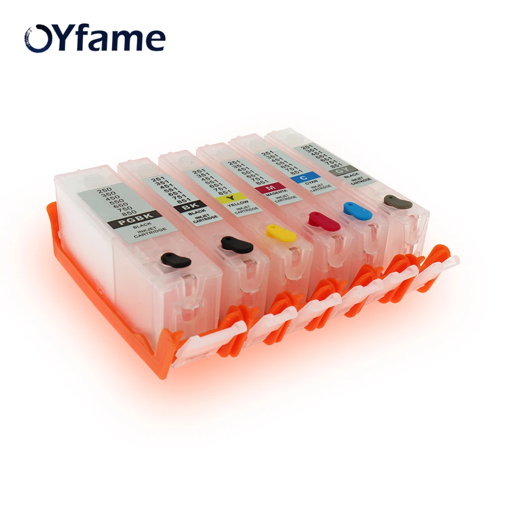OYfame 6 шт. PGI 750 CLI 751Cartridge для canon MG6370 MG7170 MG7570 IP8770 MG6770 MG6670 многоразовый картридж с