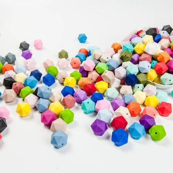 

Cute-idea 17mm pearl Silicone Beads Polygon 500pc food grade BPA Free sensory Chewable Pacifier Teether Nursing product Baby toy