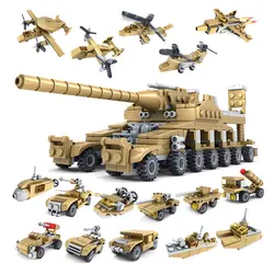 544 шт. 16в1 Военный танк строительные блоки автомобиль совместим с супер самолет танк армии кирпичные игрушки для детей