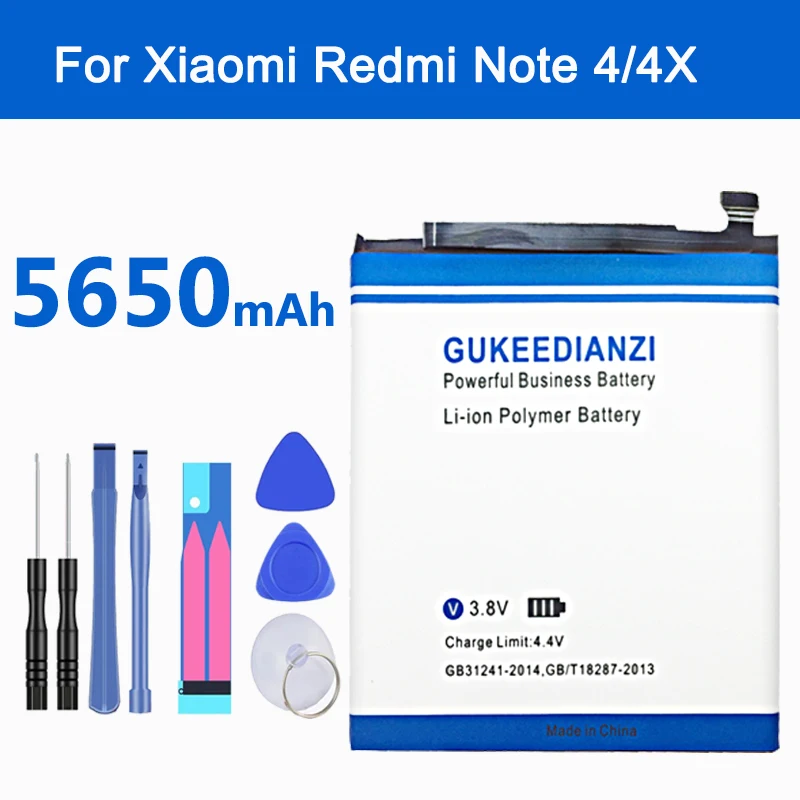 Аккумулятор BN41 5650 мАч для Xiaomi Redmi Note 4 высококачественный аккумулятор 4100 Hongmi / 4X MTK