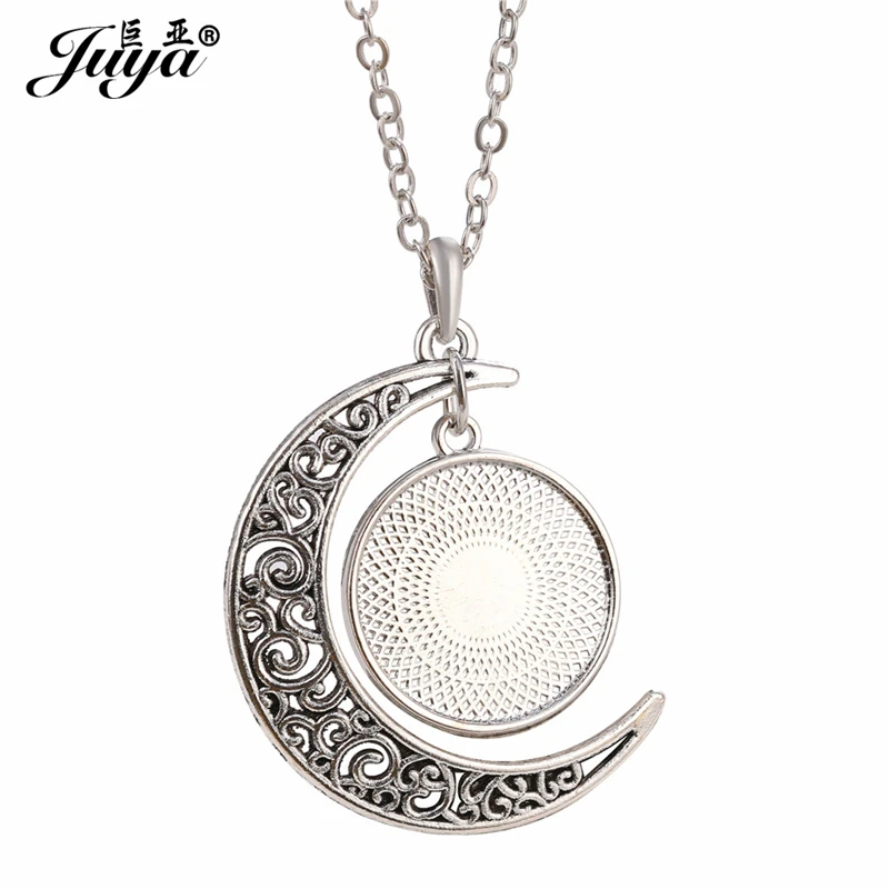 JUYA 5pcs/lot 20mm Inner Size 45+5cm Metal Chain Length Ancient Silver Necklace Pendant For Women Jewelry DIY Making Accessories