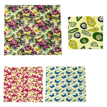 

4Pcs Reusable Wrap Seal Food Fresh Keeping Wrap Lid Cover Stretch Vacuum Food Wrap Beeswax Cloth Freshness Protection Package Pr