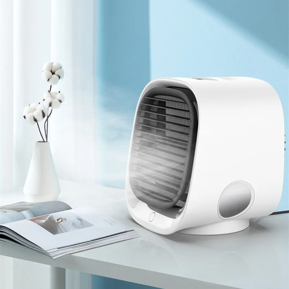 Мини охладитель. Кондиционер настольный MIIIW LJQ-122 desktop humidification Fan белый. Компактный мини-кондиционер увлажнитель. Вентилятор увлажнитель с охлаждением. Mini Conditioner.