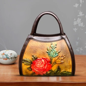 

Women Handbag High Quality PU Pretty Flower Bohemia Ethnic Style Retro Designer Luxury Shopper Large Capacity Tote Bag for Girl