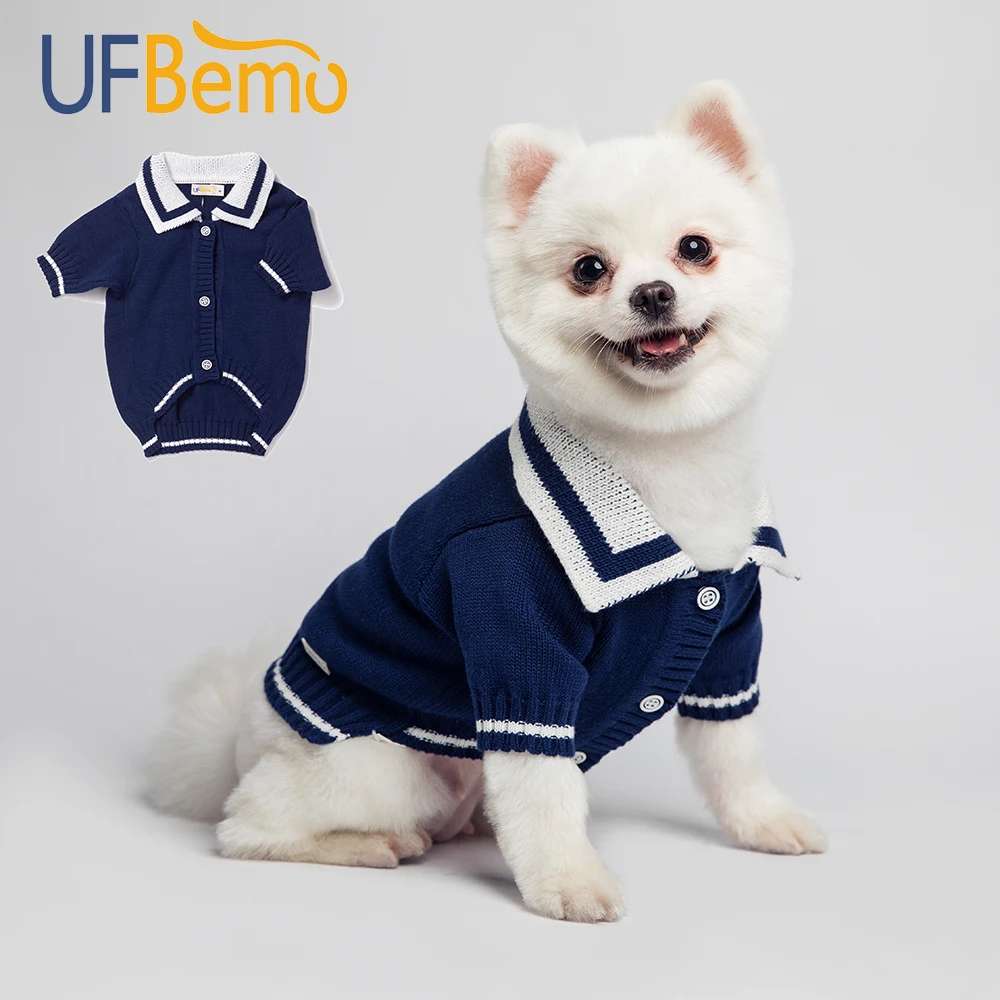UFBemo свитер для собак Джерси с принтом кота Chien одежда кардиган свитера для маленьких средних собак чихуахуа Рождество щенок темно-синий зимний хлопок