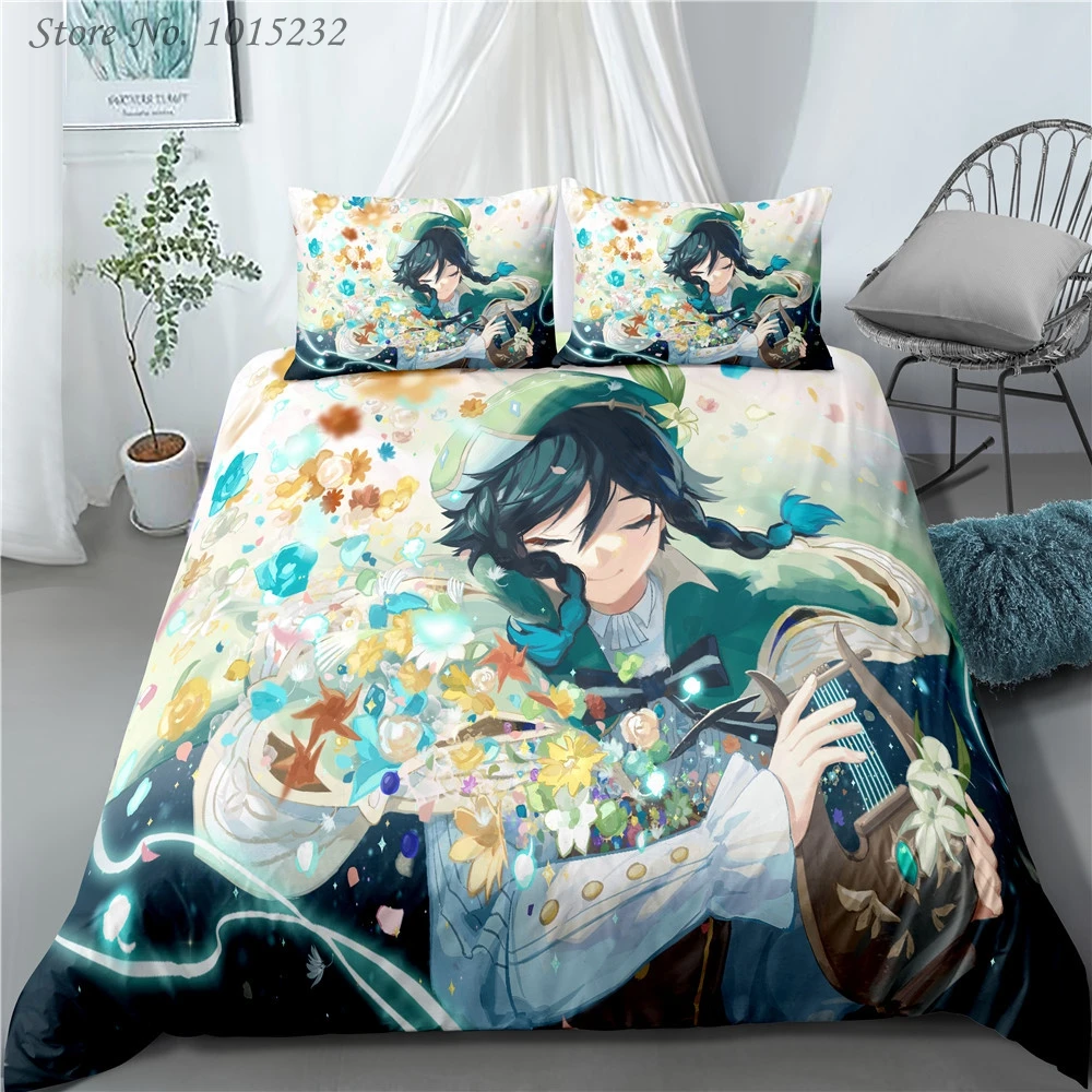 Genshin Impact 3D Printed Bedding Set Duvet Covers Pillowcases Comforter Bedding Set Bedclothes Bed Linen 01 