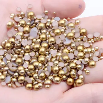 

6mm 5000pcs AB Colors Half Round Pearls Flatback Loose Imitation Glue On Resin Beads Appliques For Crafts Garments Accessories