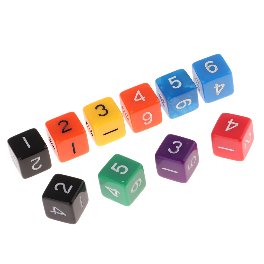 MagiDeal Acrylic D6 Dice Set 6 Sided Dices 1-6 for Table Game Kids Math Practice TRPG D&D Board Game Accessories