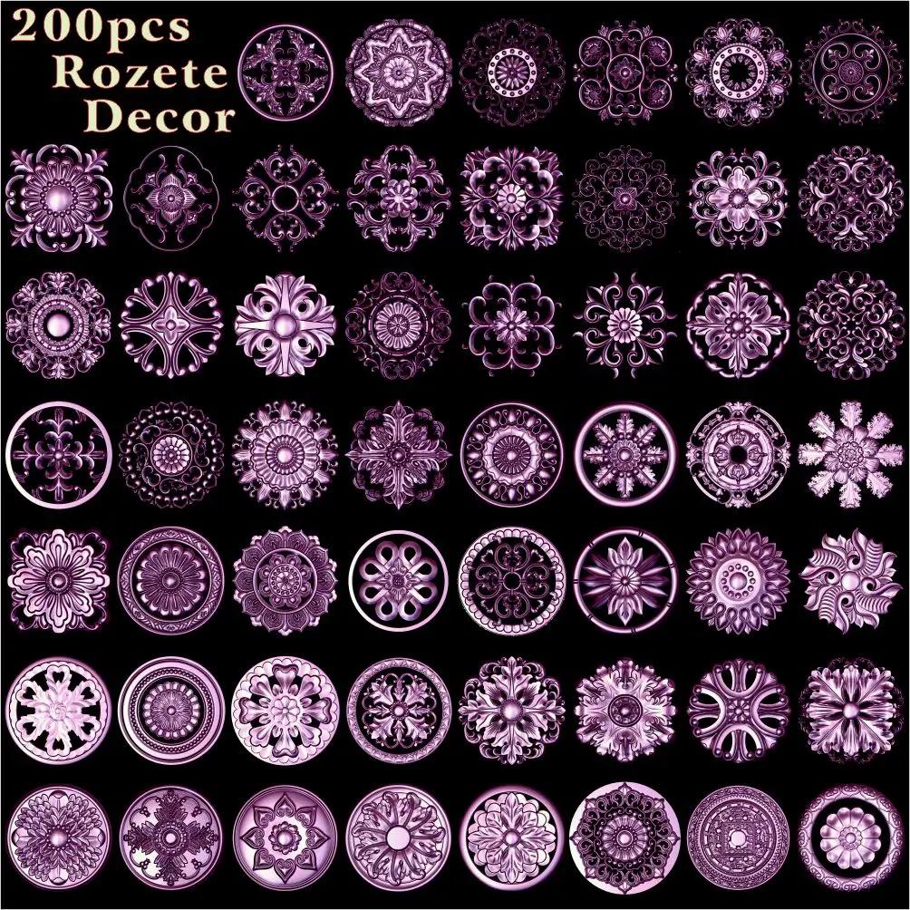 3d модель STL с круглыми/квадратными розетками 200 шт. для фрезерного станка ЧПУ 3/4