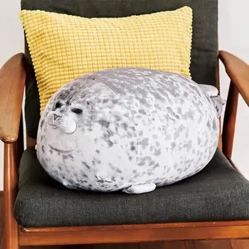 

Angry Chubby Blob Seal Pillow 3D Novelty Stuffed Cotton Plush Animal Toy Cute Shape Pillow For Home Travel Sleeping Throw Pillow
