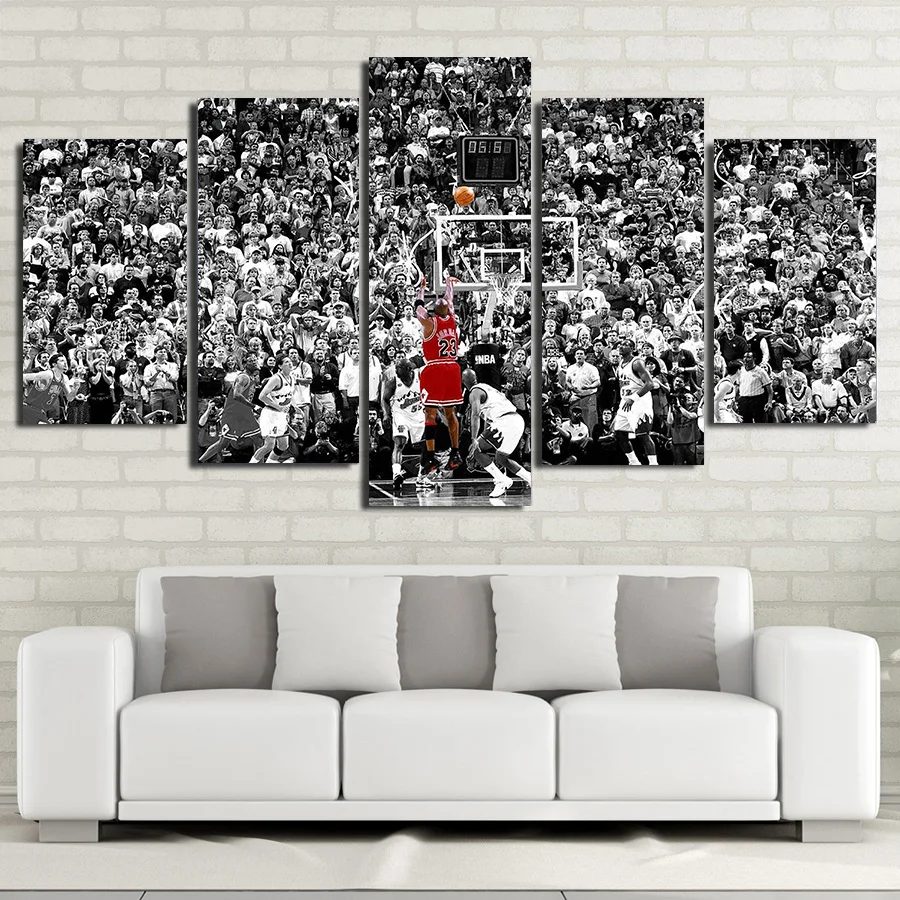 

Michael Jordan Canvas Painting Modular Wall Pictures Art HD Prints 5 Piece Canvas Art Poster for Kids Boy Bedroom Art Decoration
