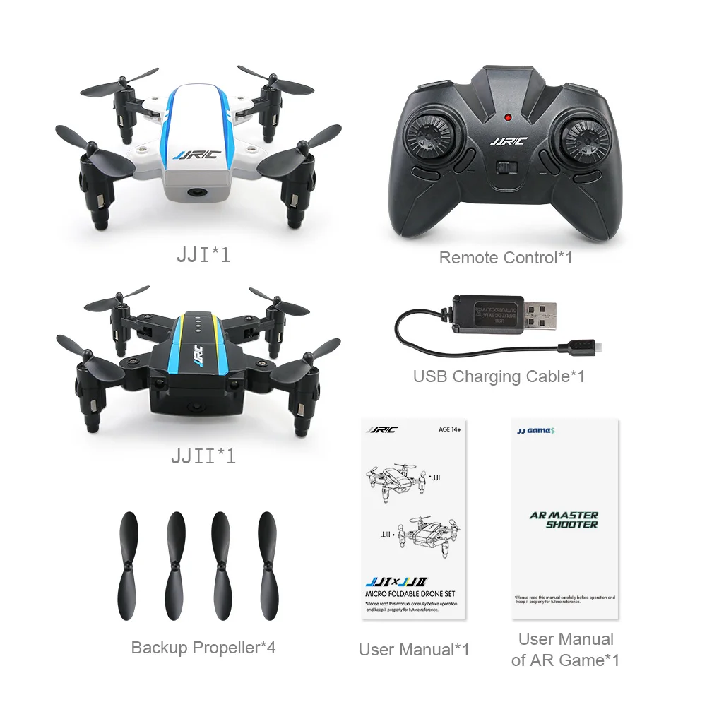 

JJR/C H345 JJI JJII Mini 2.4G 4CH 6 Axis Headless Mode Foldable Arm Double RC Drone Quadcopter Christmas Gift for Kids Boys