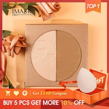

IMAGIC Professional Cosmetics Highlighter Powder Palette Natural Shimmer Face Contour High Gloss Face Bronze Makeup Contour sett