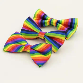 

2019 Fashion Colorful Rainbow Striped Bowties for Groom Men Women Wedding Party Leisure Cravat Bowtie Tuxedo Bow Tie