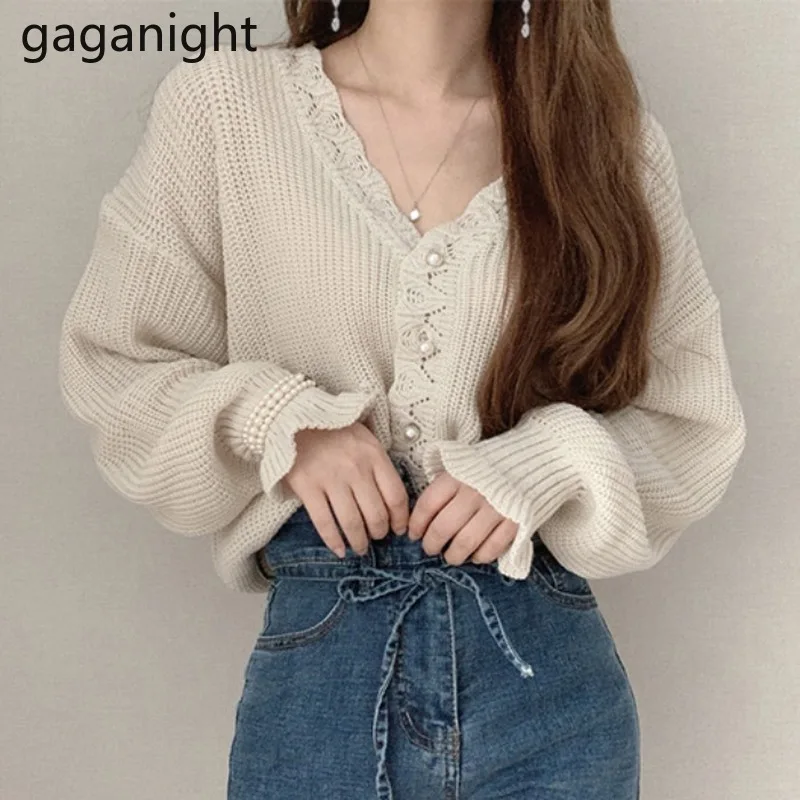 Gaganight-suéter de punto para mujer, cárdigan holgado informal liso a la moda para primavera y otoño, con borlas y un solo pecho