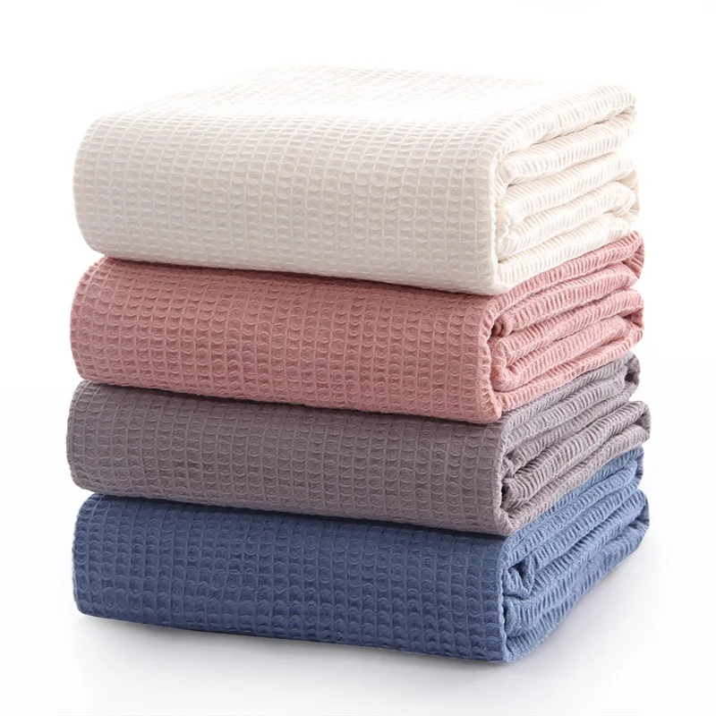 Хлопковое вафельное одеяло для кровати, дивана, однотонное стеганое одеяло, полотенце, одеяло, женское одеяло, дорожный плед