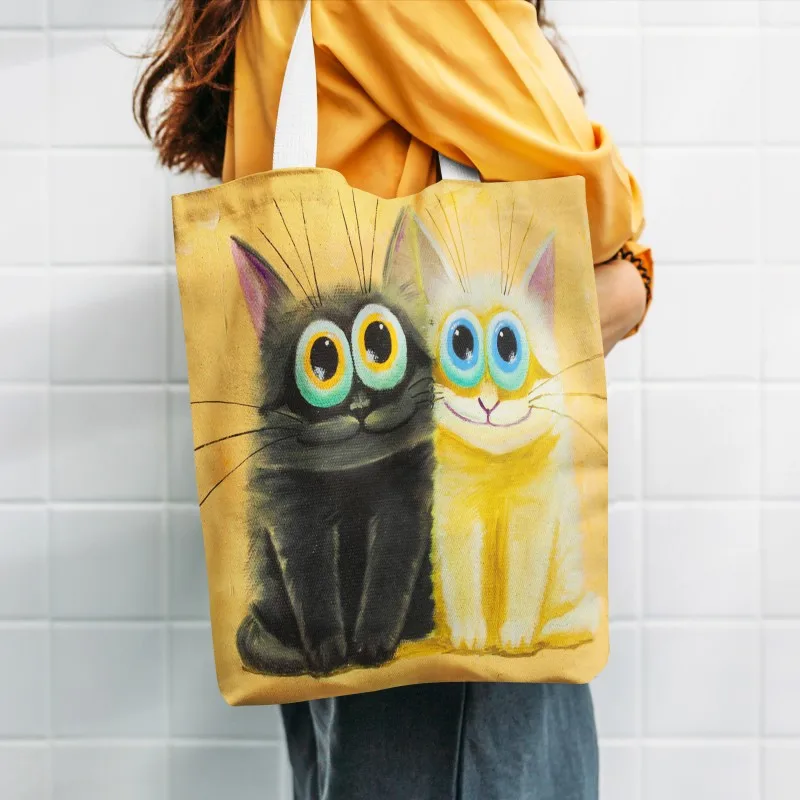 Little Prince Printed Shopping Bag For Unisex Fashion Casual Canvas Shoulder Bag Women Harajuku Simple Eco Reusable Handbags