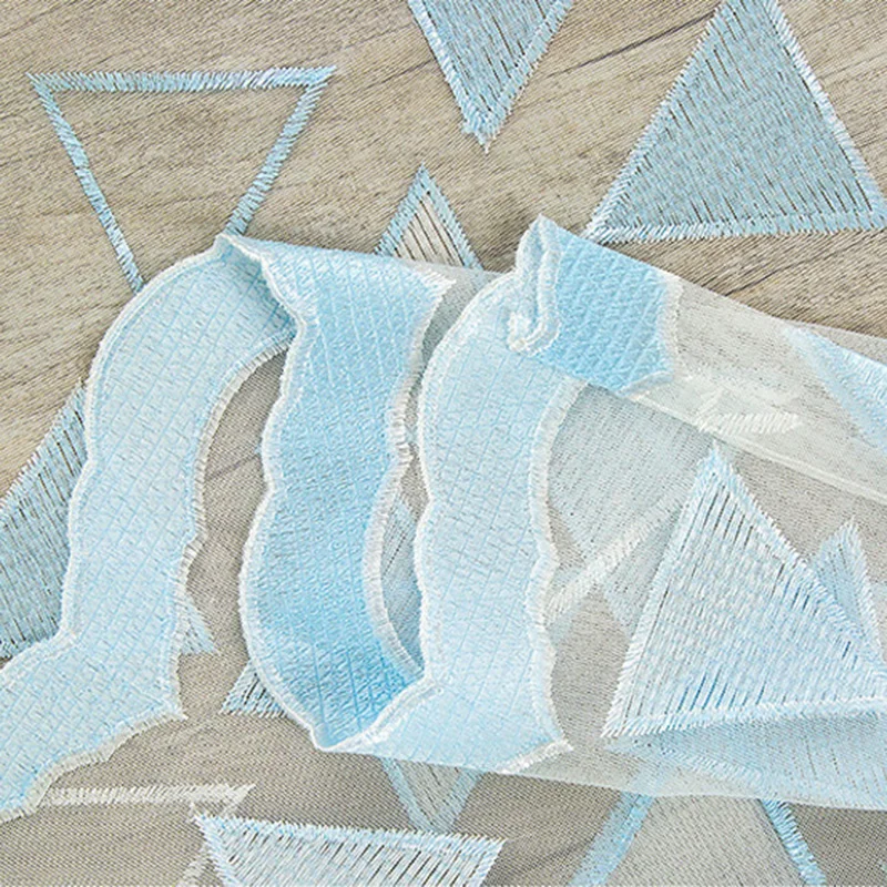 Романтическая синяя Геометрическая занавеска, прозрачная панель для гостиной, тюль, ткань, драпировка для спальни, оконная сетка, вуаль, Cortinas M136#30