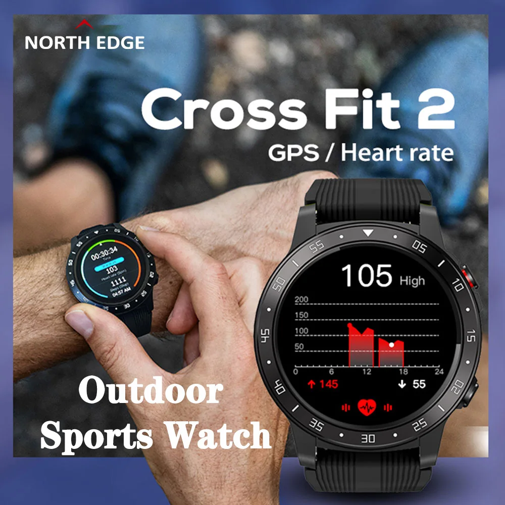 Original North EDGE GPS Smart Watch Men Compass  BT Call Heart Rate Atmospheric Sport Watch Altitude Monitor Cross Fit 2