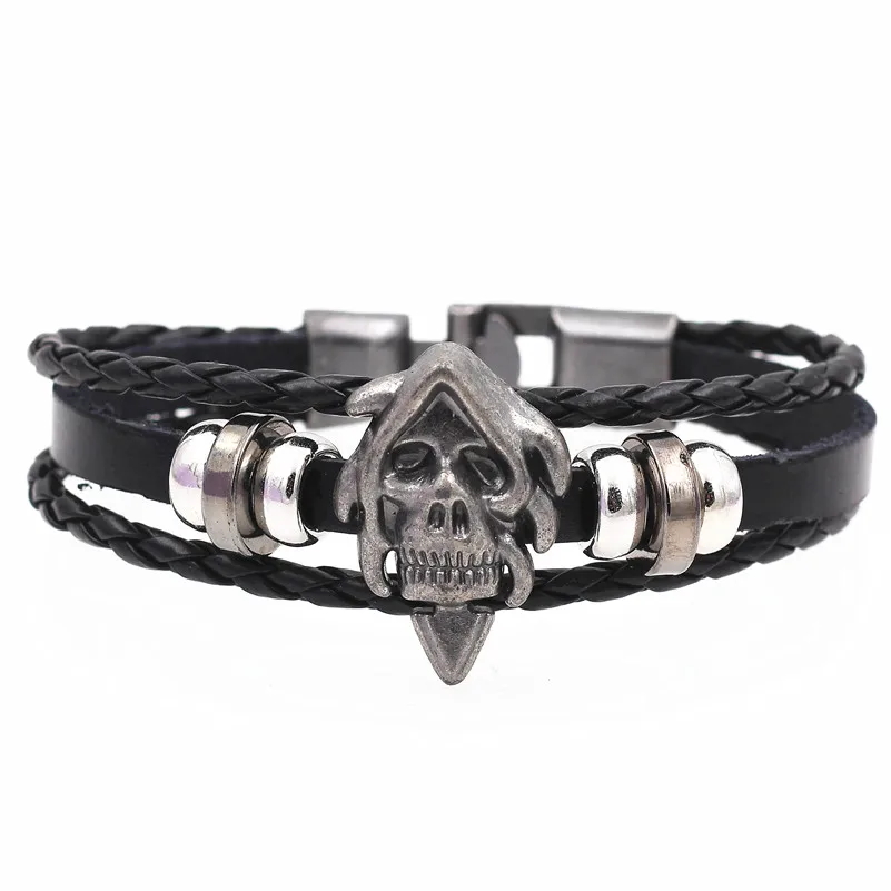 2021 Multilayer Bracelet Men Casual Fashion Braided Leather Bracelets For Women Wood Bead Bracelet Punk Rock Men Jewelry.