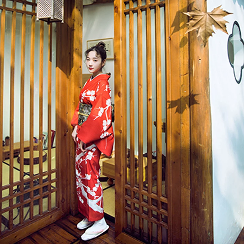 Женское японское традиционное хлопковое кимоно для косплея кимоно kawaii japan yukata кимоно женское кимоно с цветочным принтом платье с obi