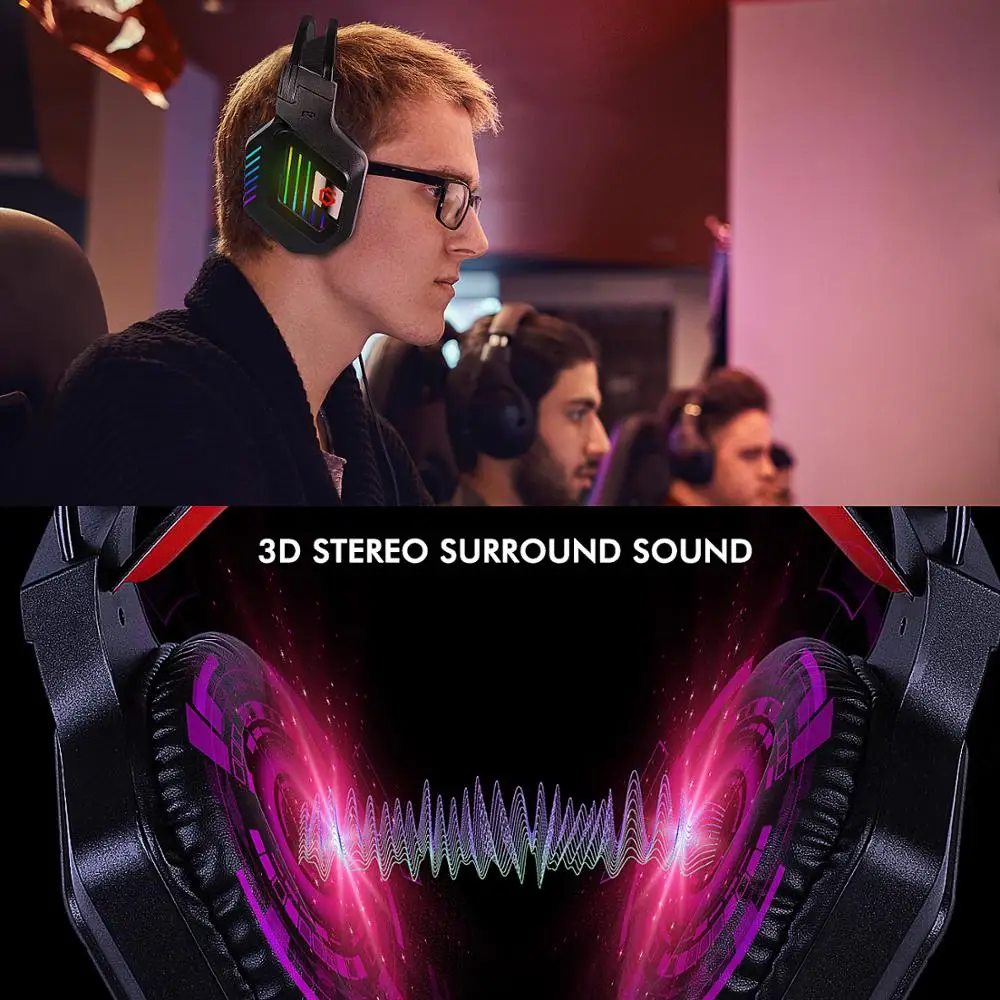 RGB Gaming Headset for PC Gamer PS4 XBOX ONE Professional Led Light Gaming Headphones Adjustable Bass Stereo Over Ear Wired