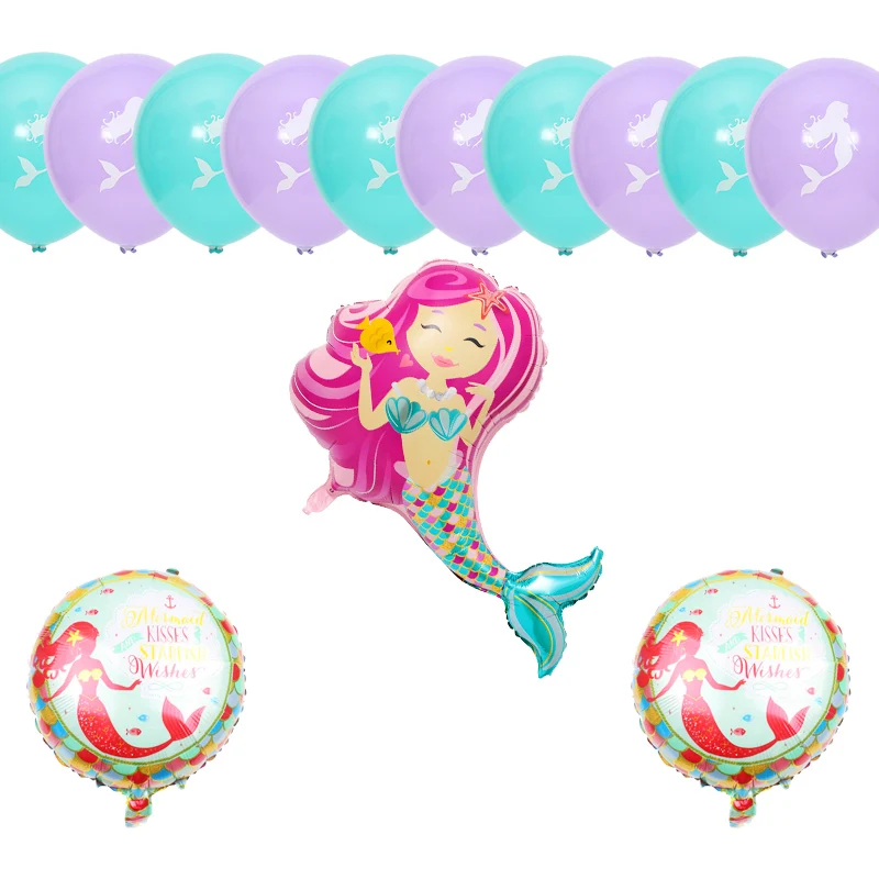 13 шт./партия, летние воздушные шары на день рождения Русалочки для девочек, детские баллоны с гелием, Гавайские вечерние украшения