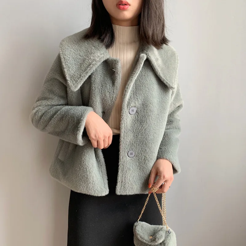 winter jacket women fashion short thick coat Imitation Marten hair coat parkas warm outerwear street style with bag
