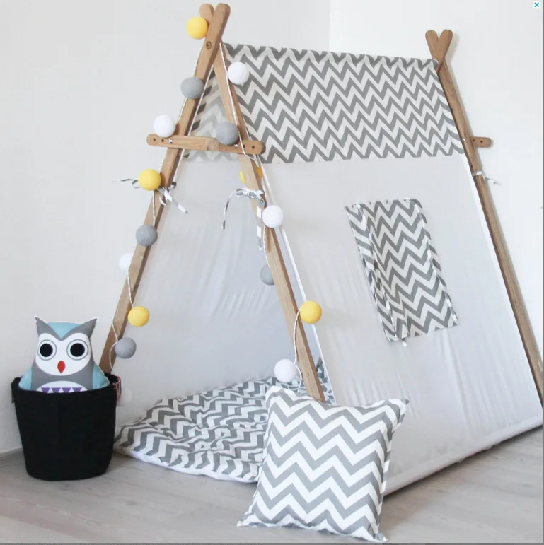 Tent Manufacturers Wholesale Princess Ultra Large Game House Cotton Cloth Indoor Toy House Teepee Tent for Children Gray