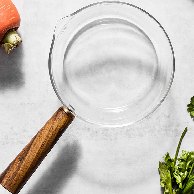 IALJ Топ стеклянный молочный горшок с деревянной ручкой кастрюля для приготовления салата супа лапши газовая плита кухонная посуда