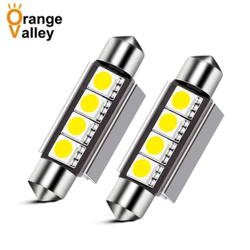 

100pcs Car 31 36 39 41 mm SMD 5050 4 LED Festoon CANBUS Error Free Auto Interior Light C5W Reading Light Lamp Bulb DC 12V