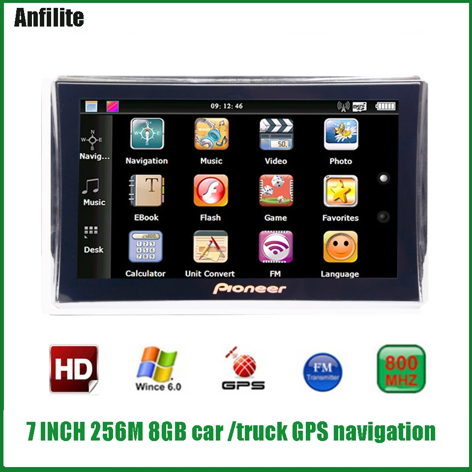 7 дюймовая HD Автомобильная GPS навигация Bluetooth AVIN FM 8 ГБ/256 Мб автомобильный Грузовик