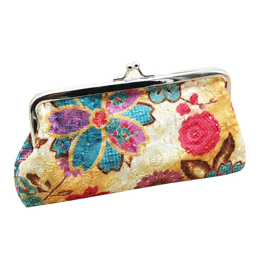 Винтажное женское портмоне с цветочным рисунком и замком для ключей