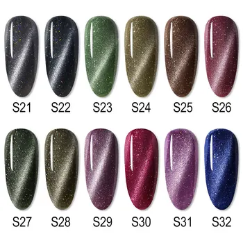 

12colors/kit Laser Glitter Cat Eye Nail Gel Polish Bright Megnetic Varnish UV LED Nail Lacquer Magic Galaxy Gel Lacquer