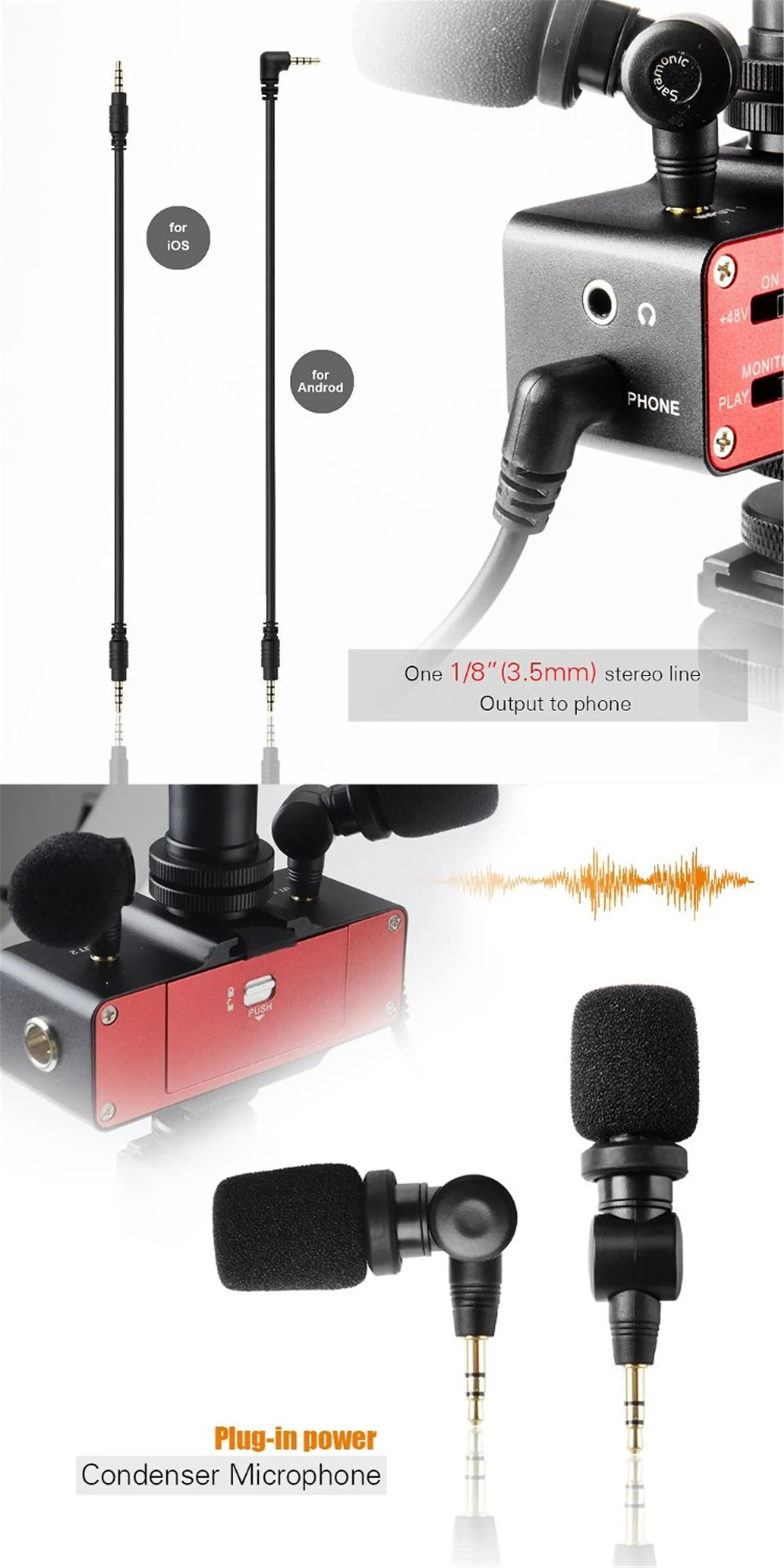 Saramonic SmartMixer ручной запись стереомикрофон Rig для iPhone 7 6 6s 5 5s & Samsung Galaxy Xiaomi