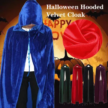 

1PC Women/Mens Cloak Velvet Hooded Cape Cosplay Costume Xmas Fancy Dress Hooides Cape New for Hallowmas Halloween Costume Unisex
