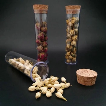 

HOT-25x95Mm Transparent Plastic Test Tube with Cork Like Glass Flat Bottom Plastic Tubes for School Lab Experiment Transparent P
