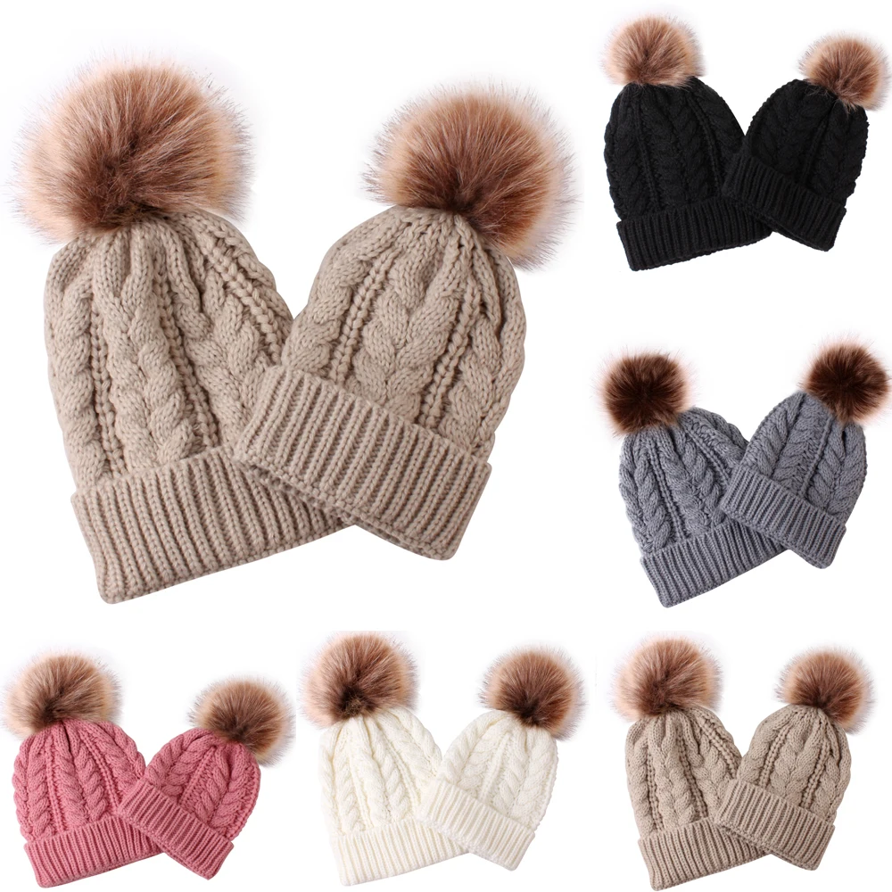 5 Colors Mother Baby Matching Knitting Beanie - MumsDeal