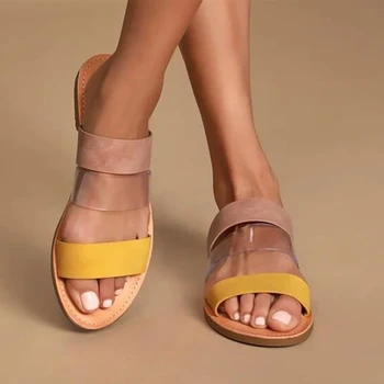 

New Summer Woman Flat Slippers Female Slip on Transparent Comfort Casual Beach Shoes Ladies Slides Fashion Footwear