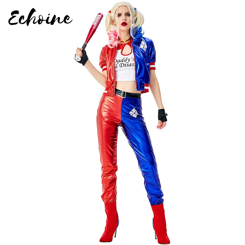 Echoine Deluxe Harley Quinn Costume Cosplay Adult Halloween Costume For Women Superhero Costume For Adult Carnival