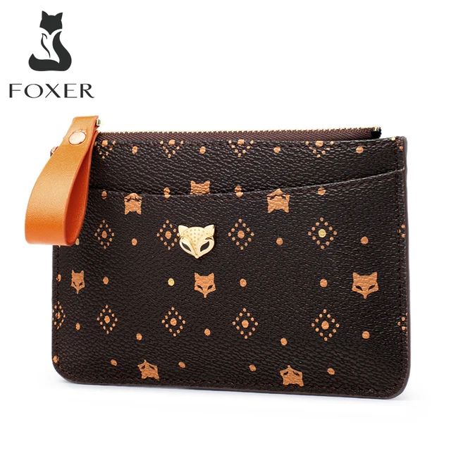 FOXER Women Wallets Embossing Mini Card Holder Wallet Stylish Lady Money Bag PVC Coin Packet Female Clutch Purse Lady Key Wallet 1