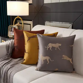 

45x45cm pillow pillowcase Light Luxury Model Pillow Leopard Sofa Cushion Hold Living Room Lumbar Pillow Bay Window Pillow Case