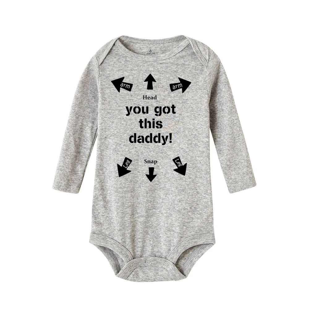 Хлопковые боди с длинными рукавами для новорожденных, с надписью «You Got This Daddy», повседневные Детские Боди для малышей, Забавный комбинезон для малышей от 0 до 24 месяцев