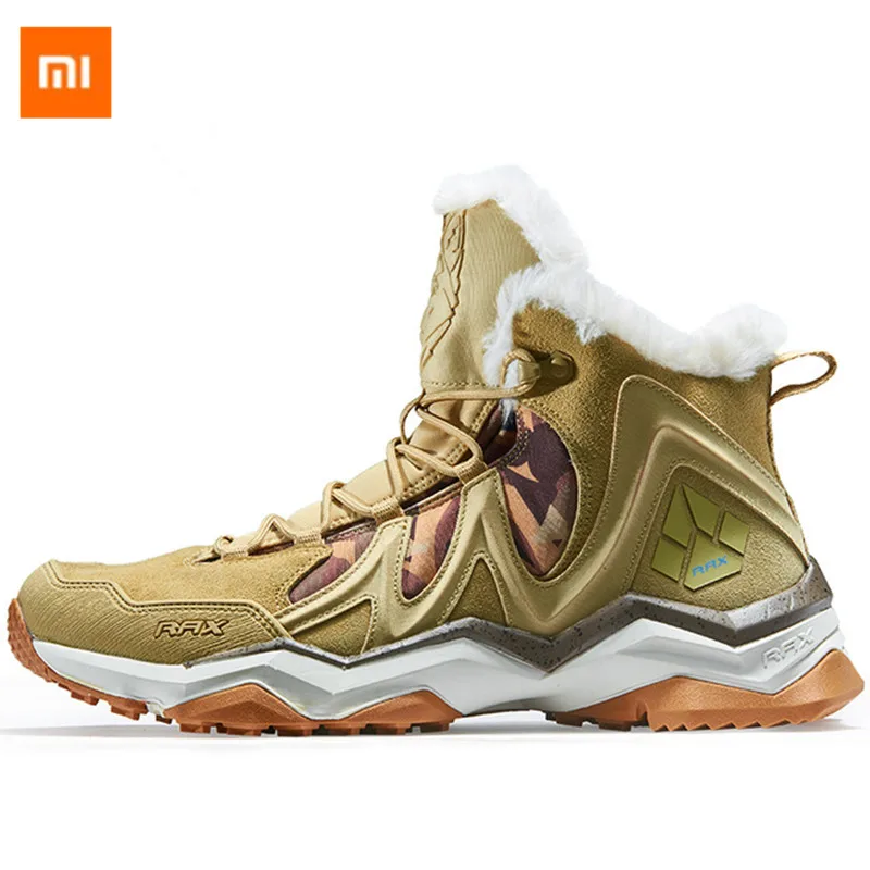 brown44 Xiaomi плюс бархатные теплые зимние ботинки Нескользящие износостойкие зимние ботинки мужские ботинки дышащие ботильоны уличная спортивная обувь - Цвет: brown44