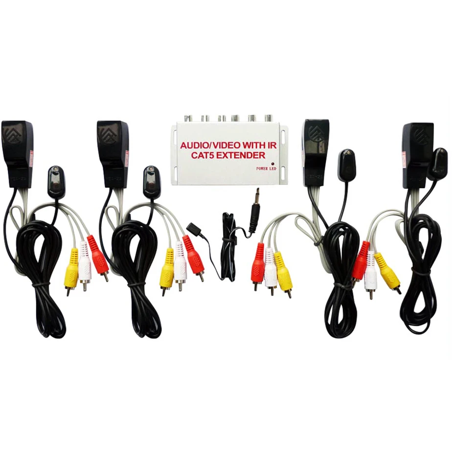 4 полосный композитный расширитель RCA AV 1X4 cat5e/6 до 60 м с ИК (1 передатчик