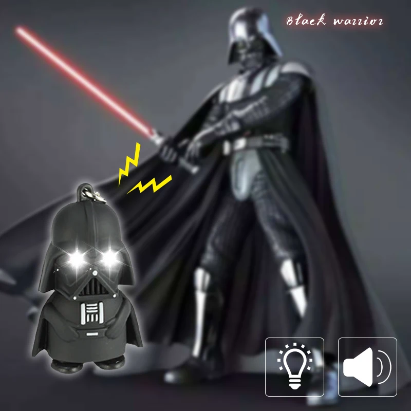 Темный воин светодиодный светильник брелок флэш-светильник D пряжка мультфильм Ночной светильник со звуком детский подарок черный воин