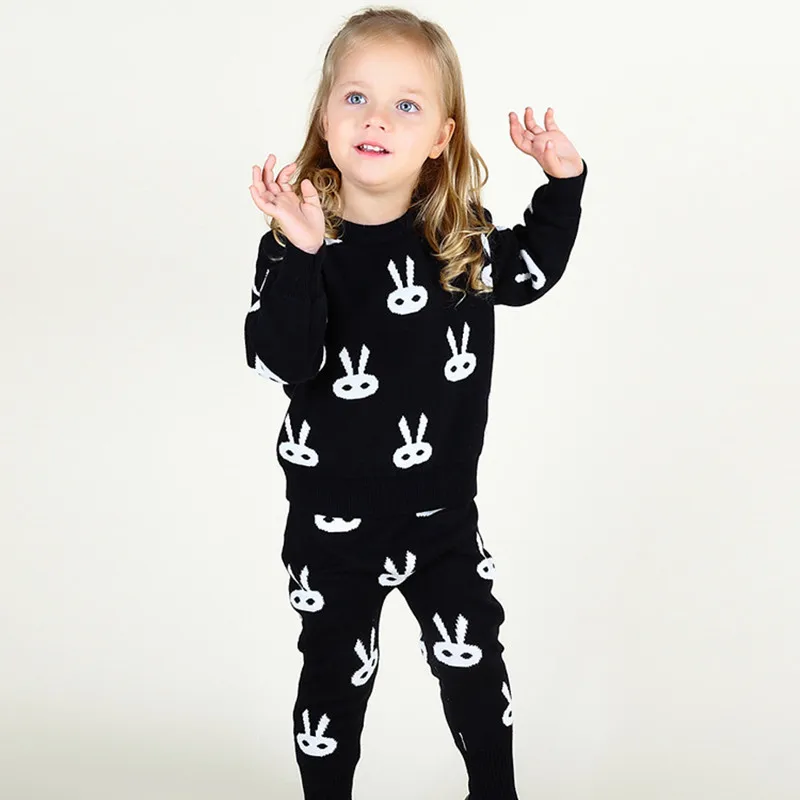 

2019 New Fashion Girls Clothes Children Clothes Rabbit Print Pure Cotton Baby Clothing Set