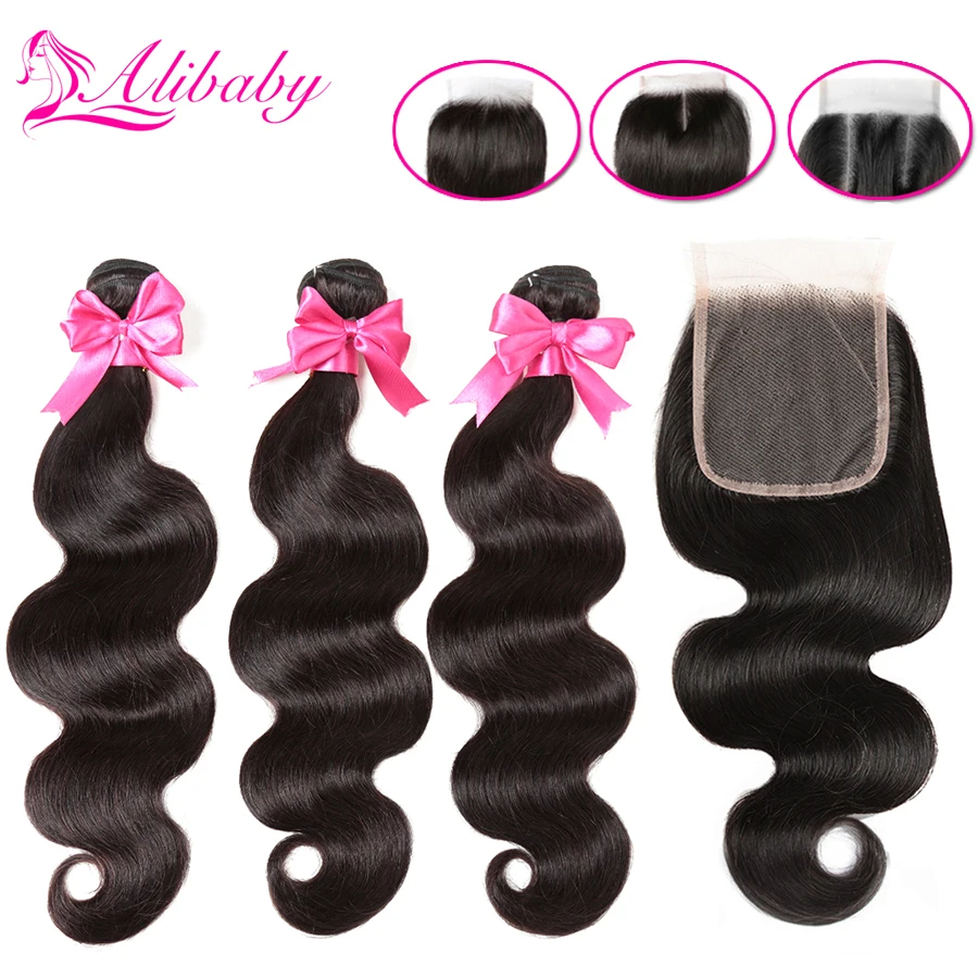 

Alibaby Brazilian Body Wave Bundles With Closure Non Remy Bodywave Bundles Natural Color Wet And Wavy Bundles With Closure