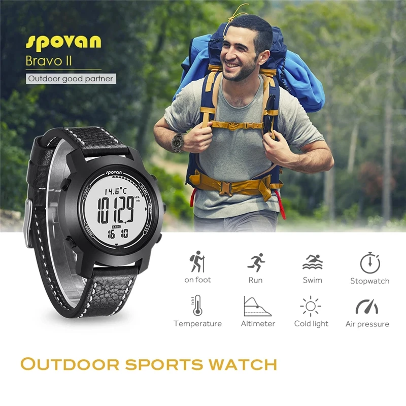 SPOVAN Sports Watch for Men Digital Compass Altimeter Barometer
